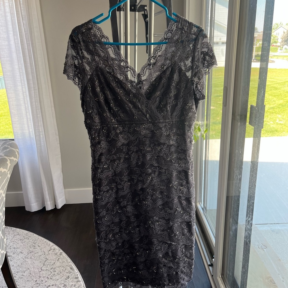 Grey women’s size 14 lace dress.